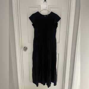 Simple Black Maxi Dress with Flutter Sleeves